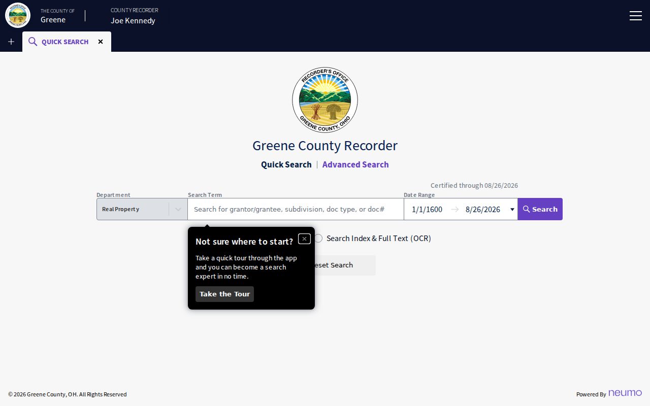 Beavercreek previous residents Greene County Recorder deed index