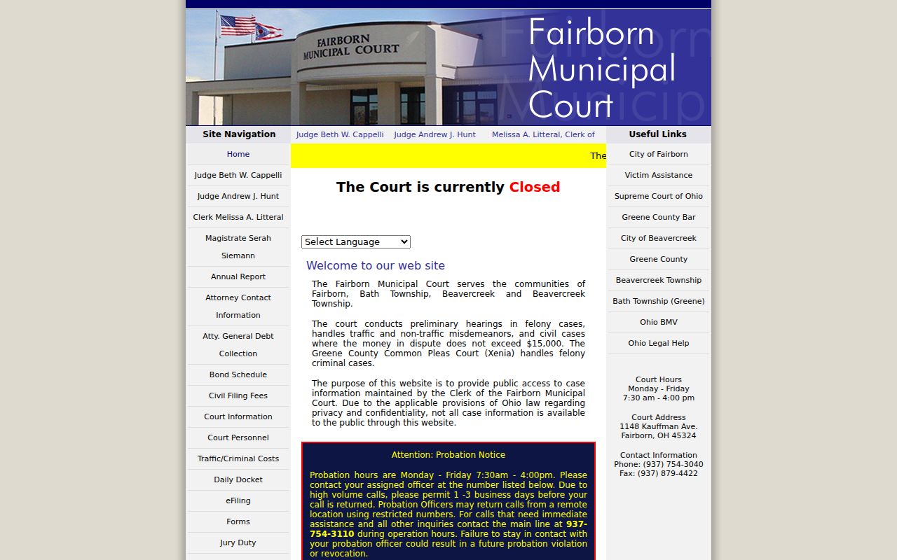 Beavercreek resident lookup at Fairborn Municipal Court